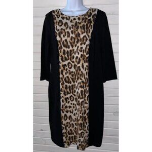 Chicos So Slimming Sz 1.5 (10) Avery Animal Panel Ponte Knit Sheath Dress EUC